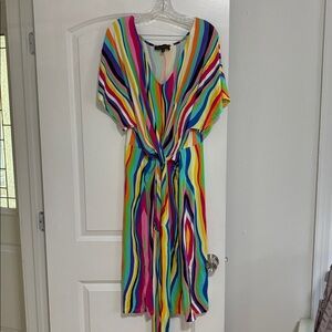 Eloquii Multicolor Striped Midi Dress